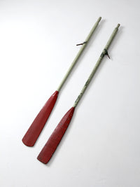 vintage painted wooden oars pair