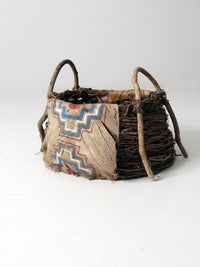 antique painted bark basket