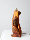 mid-century sculptural wood table lamp