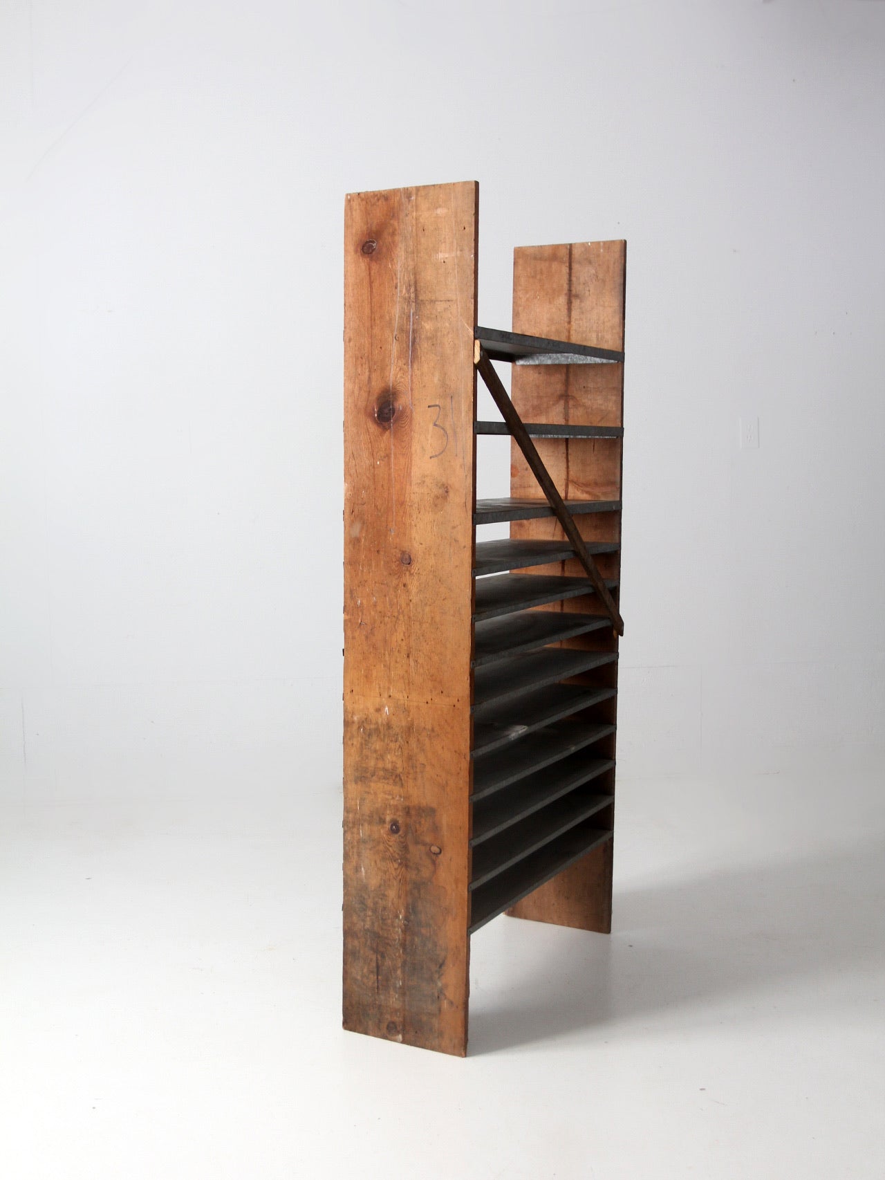 vintage wood & galvanized metal shelf