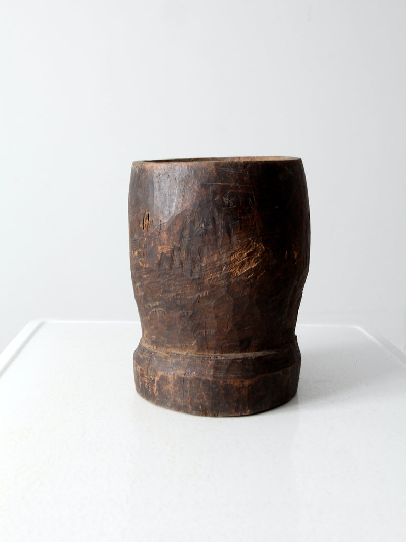 antique wooden mortar