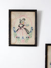 antique framed embroidery wall art