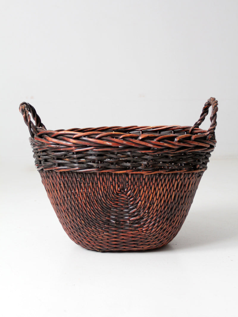 vintage woven basket with handles