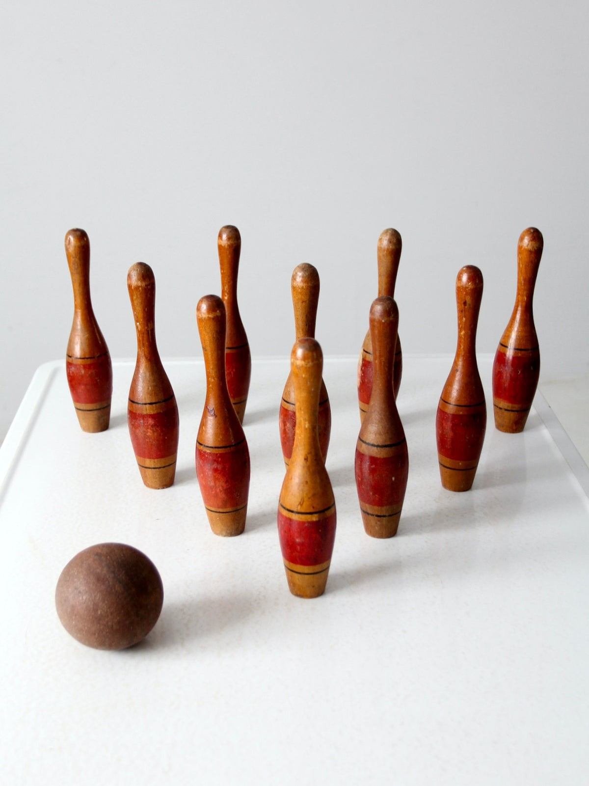 antique wooden skittles set