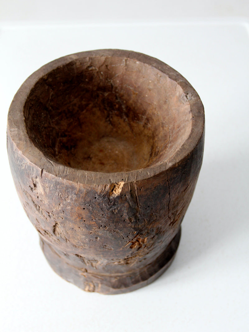 antique wooden mortar