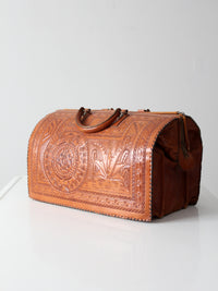 vintage tooled leather satchel bag