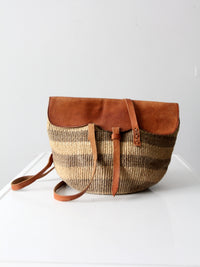 vintage woven stripe sisal bag