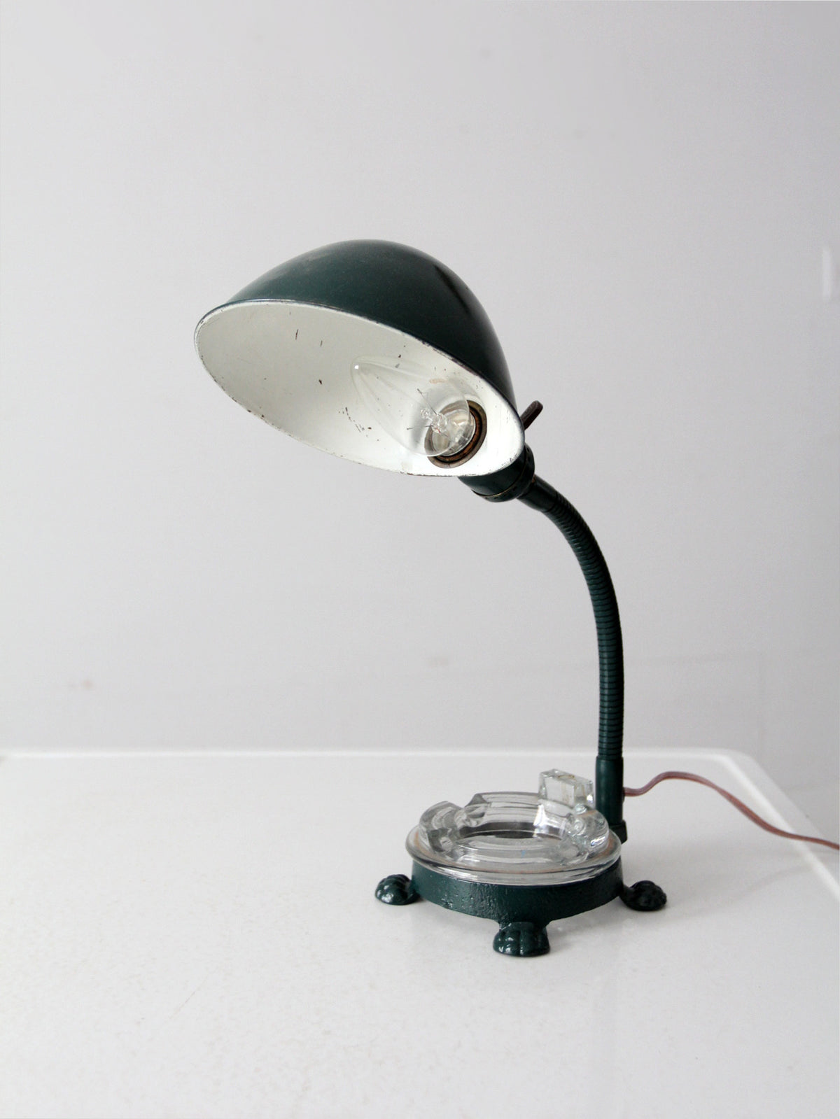 vintage gooseneck desk lamp with ashtray