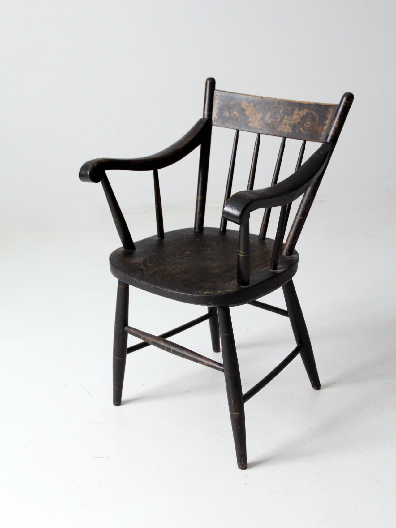 antique stencil back arm chair
