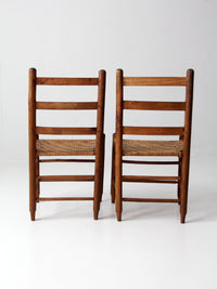 antique spint weave seat chairs pair