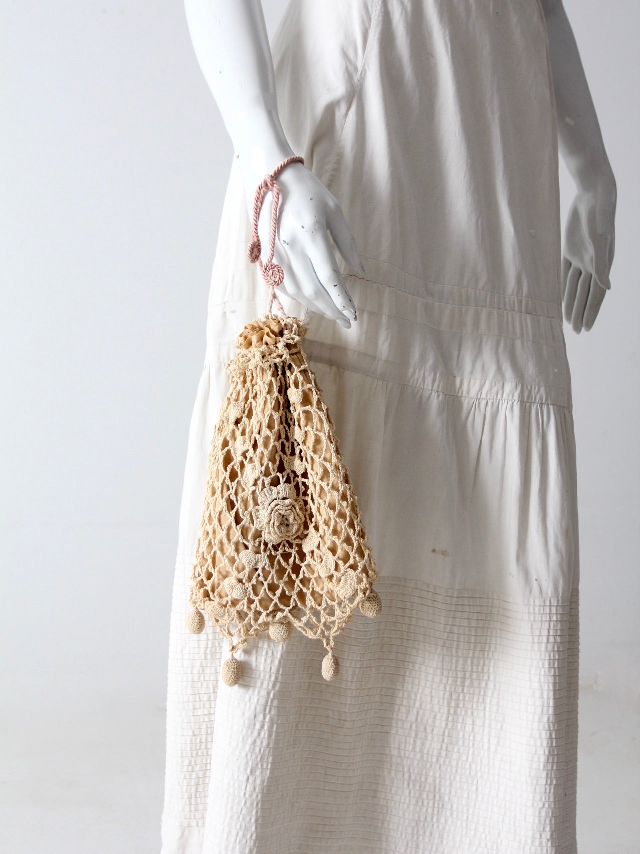 antique crotchet reticule bag