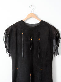 vintage suede leather fringe dress