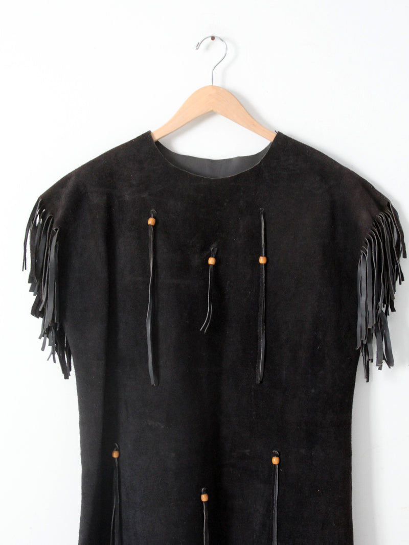vintage suede leather fringe dress