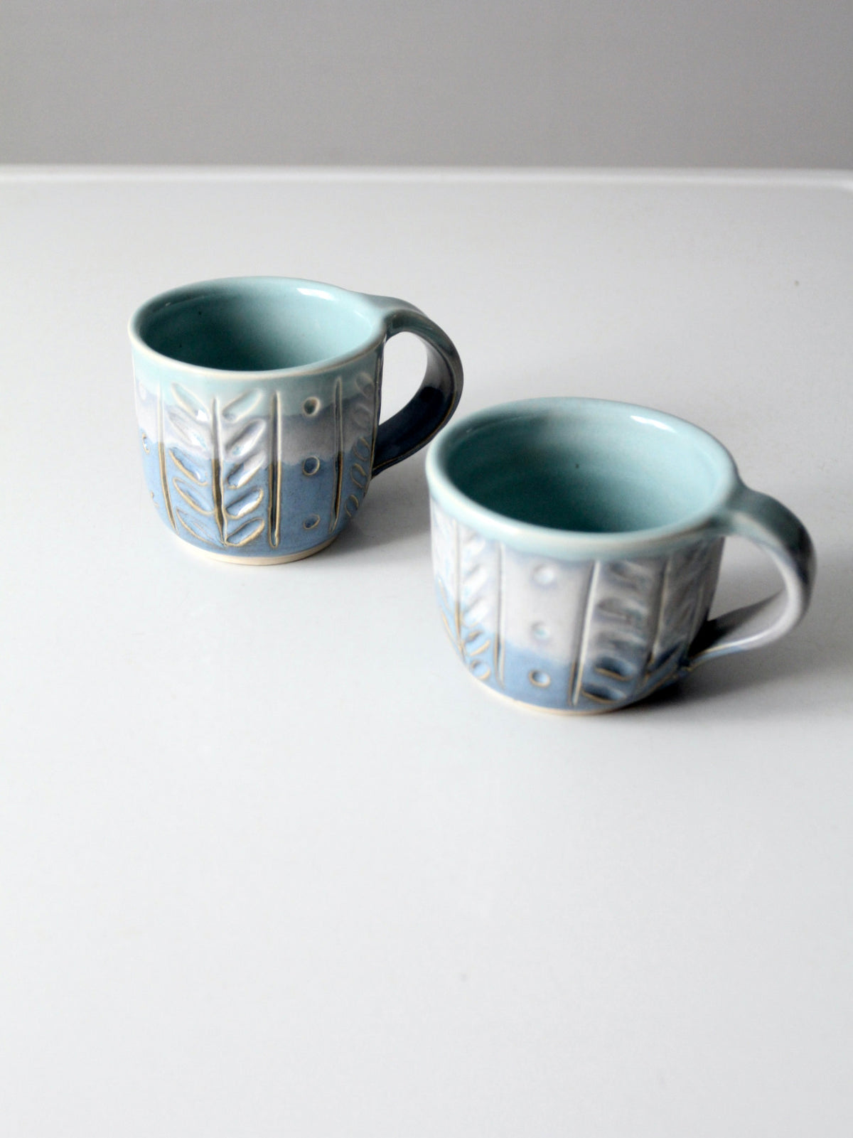 vintage studio pottery mugs pair