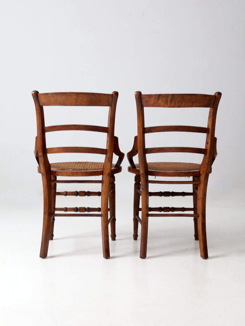 antique Victorian cane seat chairs pair