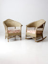 antique wicker chair and rocker
