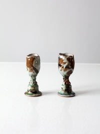 vintage studio pottery candle holders