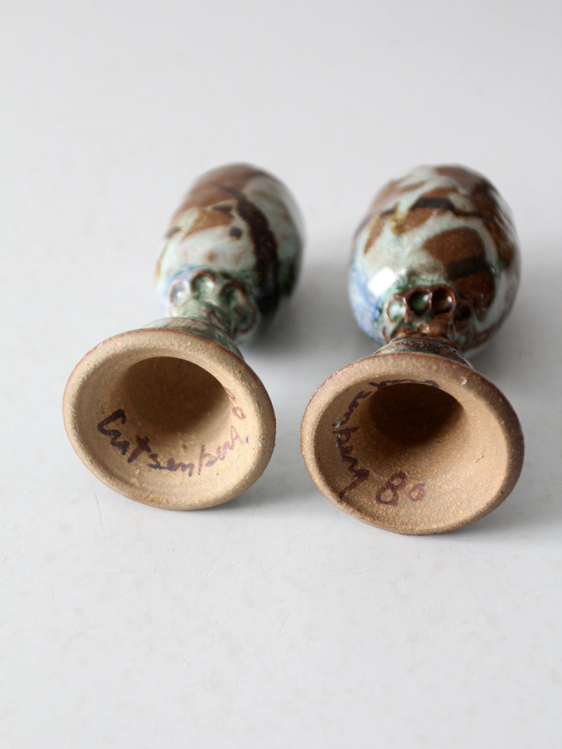 vintage studio pottery candle holders
