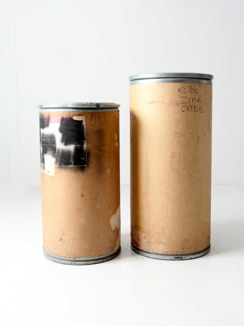 vintage industrial farm bins pair