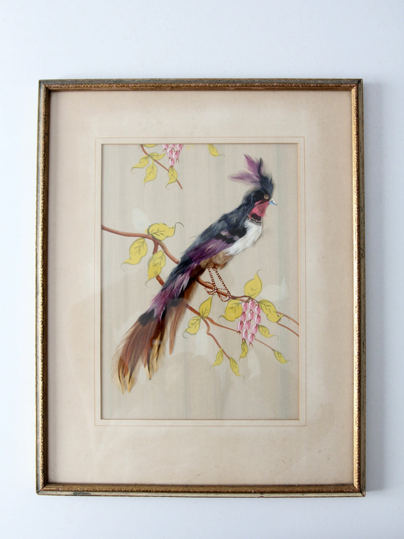 mid-century bird feather art collection