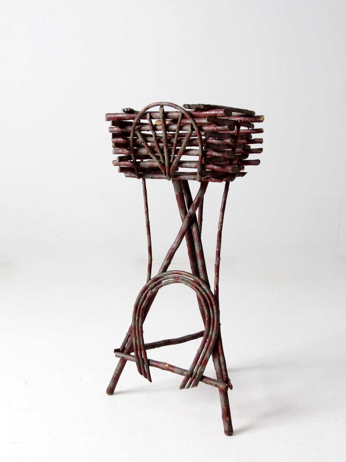 antique Adirondack twig table plant stand