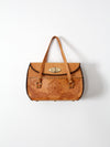 vintage tooled leather hand bag
