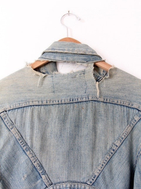 vintage distressed denim crop jacket