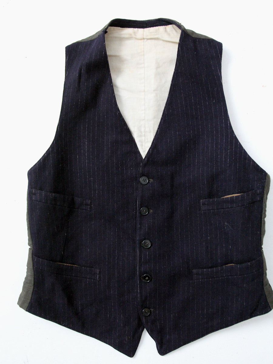 wool pinstripe vest ca. early 20th century