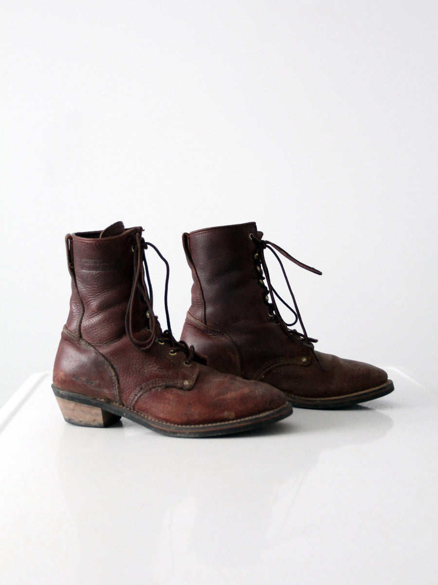 Vintage Lace Up Work Boots, Men's Size 10