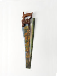 vintage folk art painting on Atkins hand saw