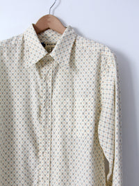 vintage 70s men's print button down shirt