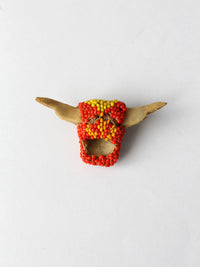 vintage Native American beaded miniature longhorn art