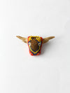 vintage Native American beaded miniature longhorn art