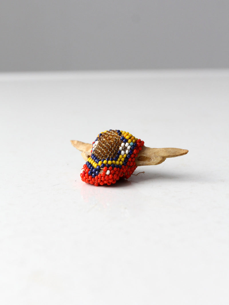 vintage Native American beaded miniature longhorn art