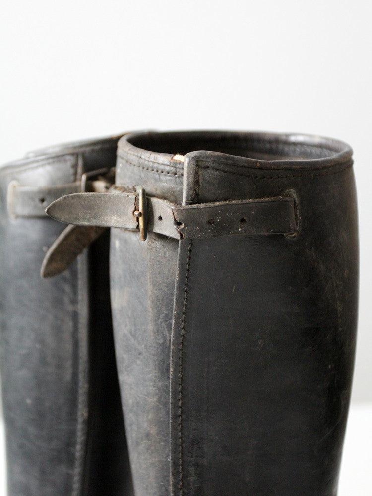 vintage black leather gaiters