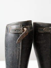 vintage black leather gaiter closure