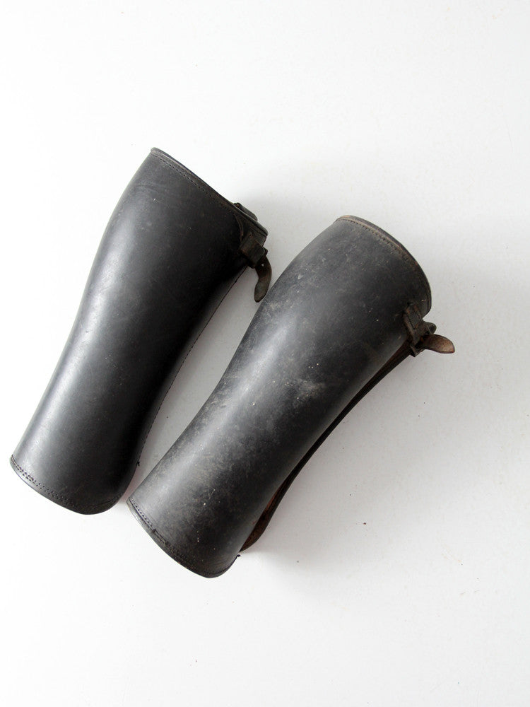 vintage black leather gaiters