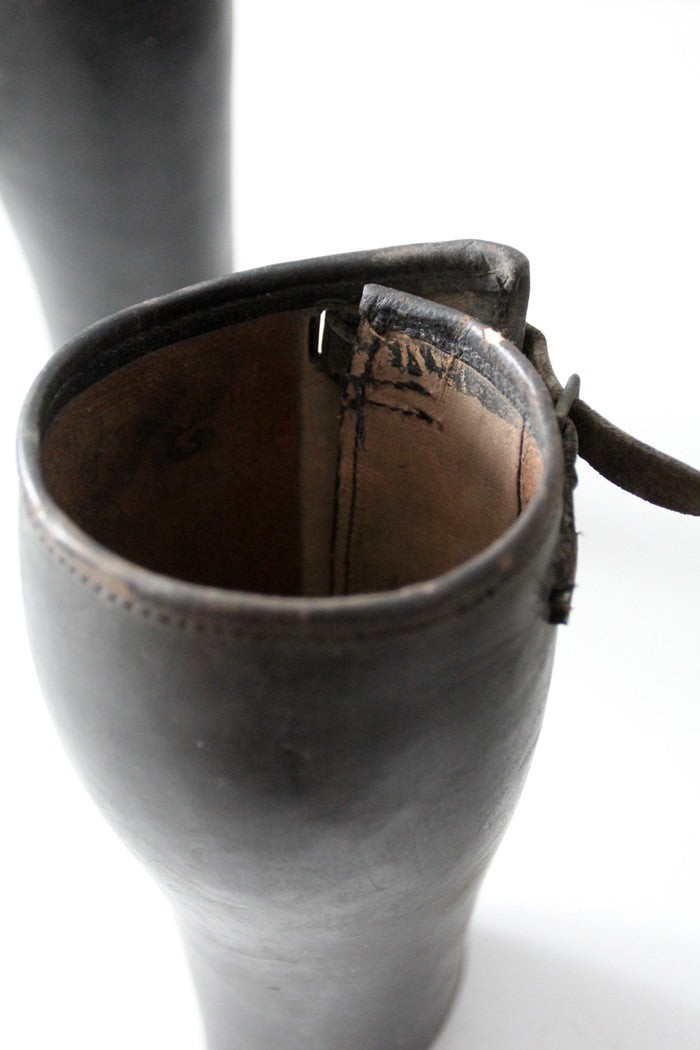 black leather gaiters
