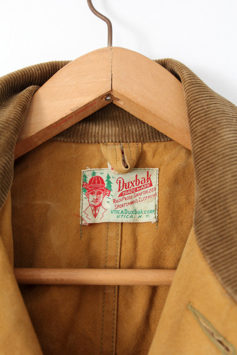 30s Duxbak hunting coat label