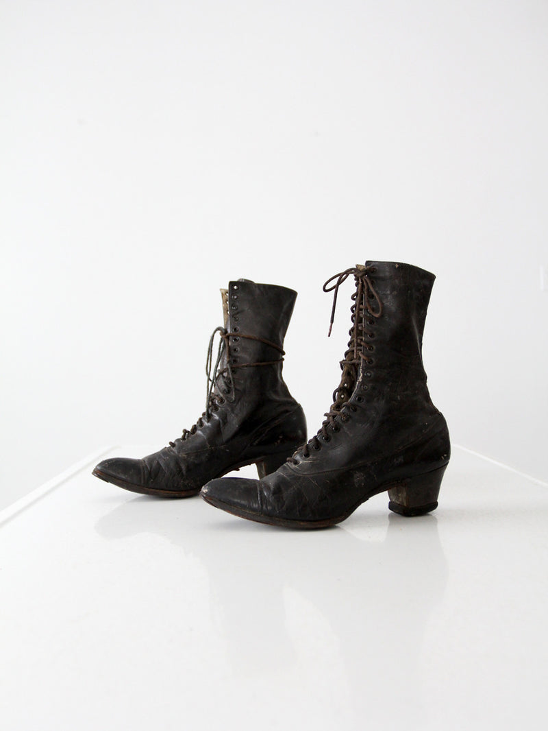 Victorian black leather boots