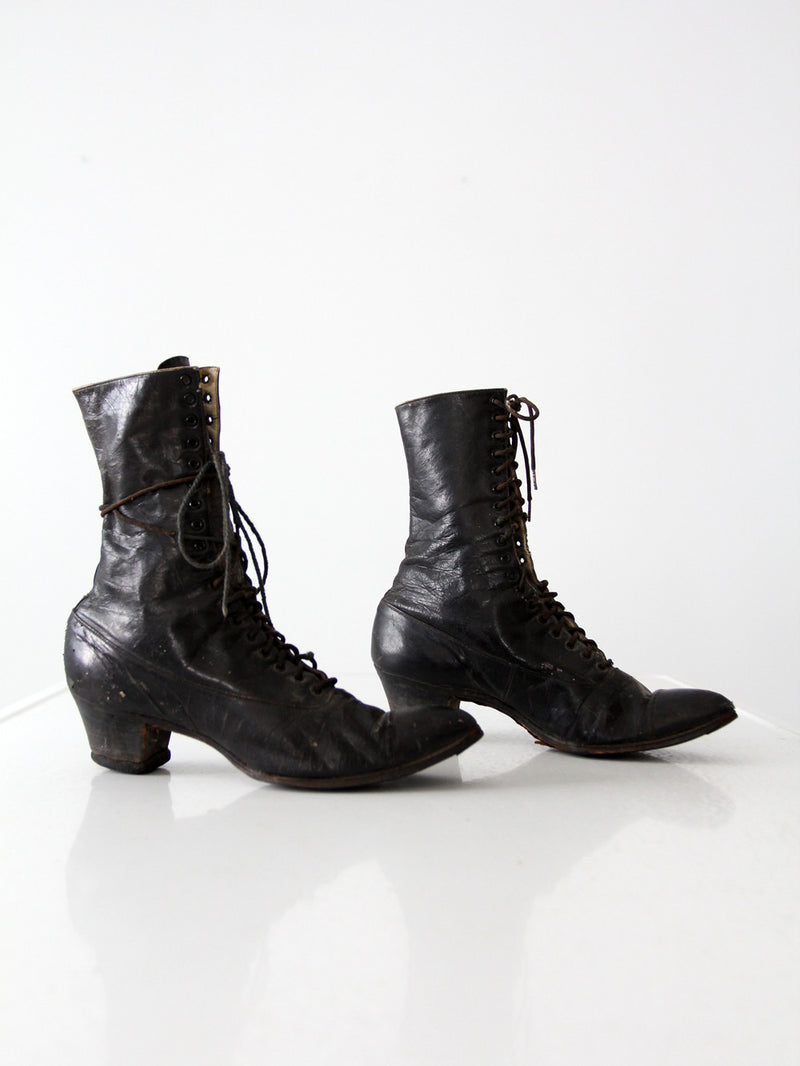 Victorian Black Leather Boots