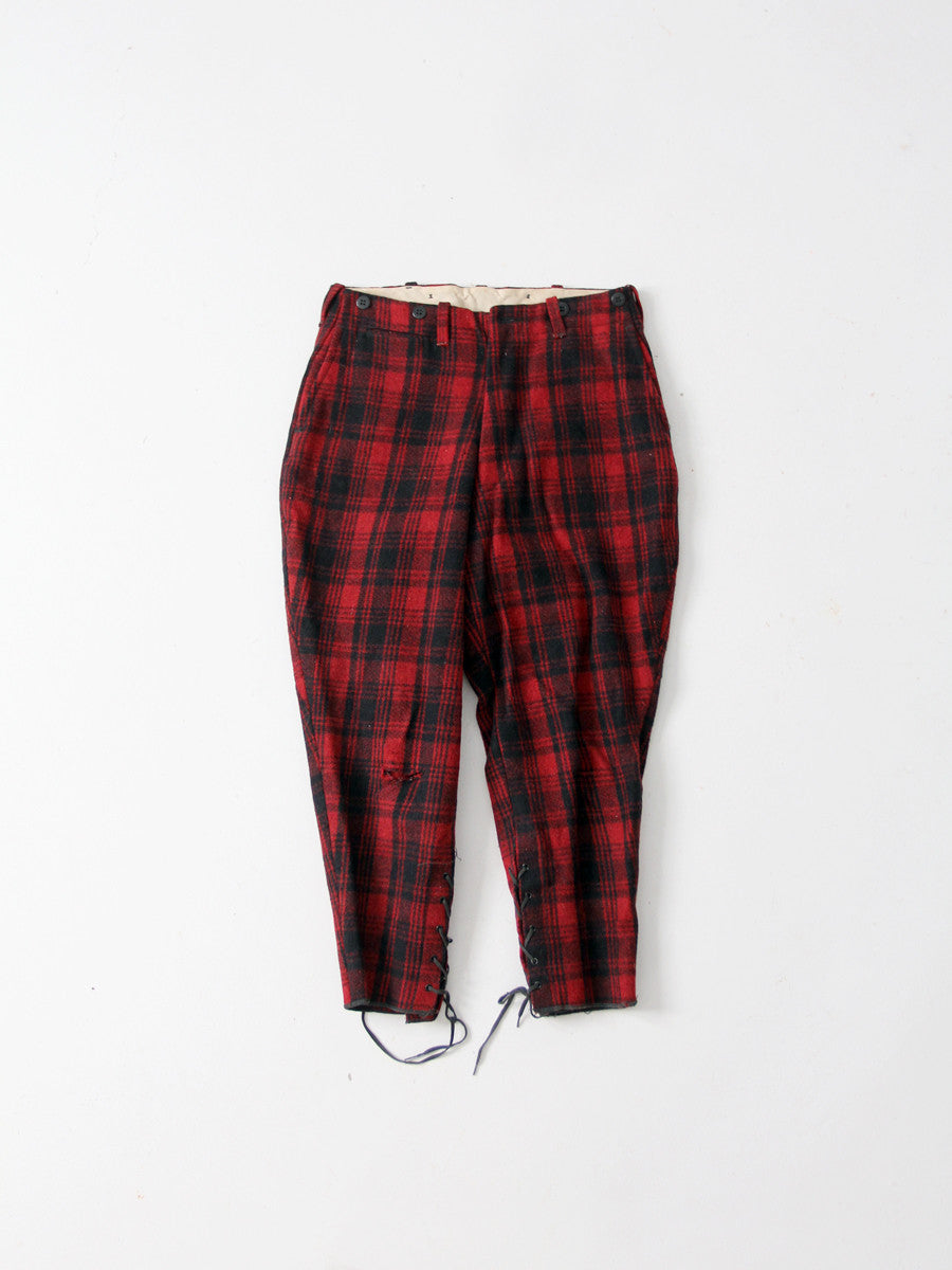 vintage 30s men's plaid hunting pants