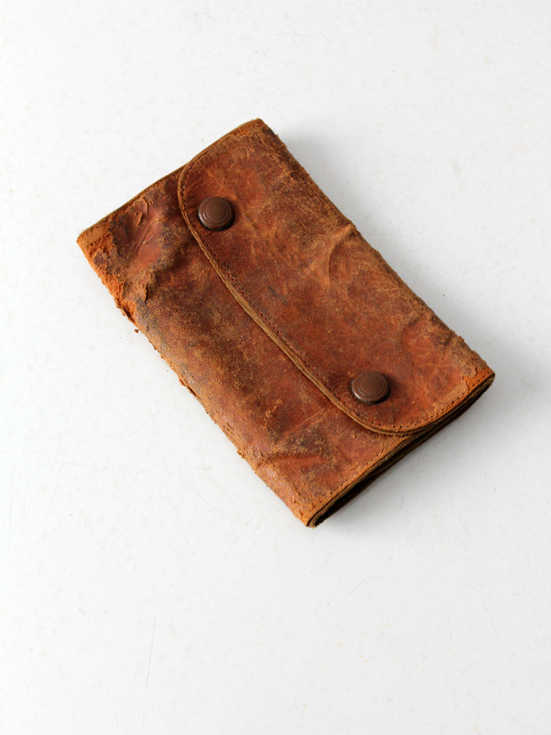 vintage leather mending kit pouch