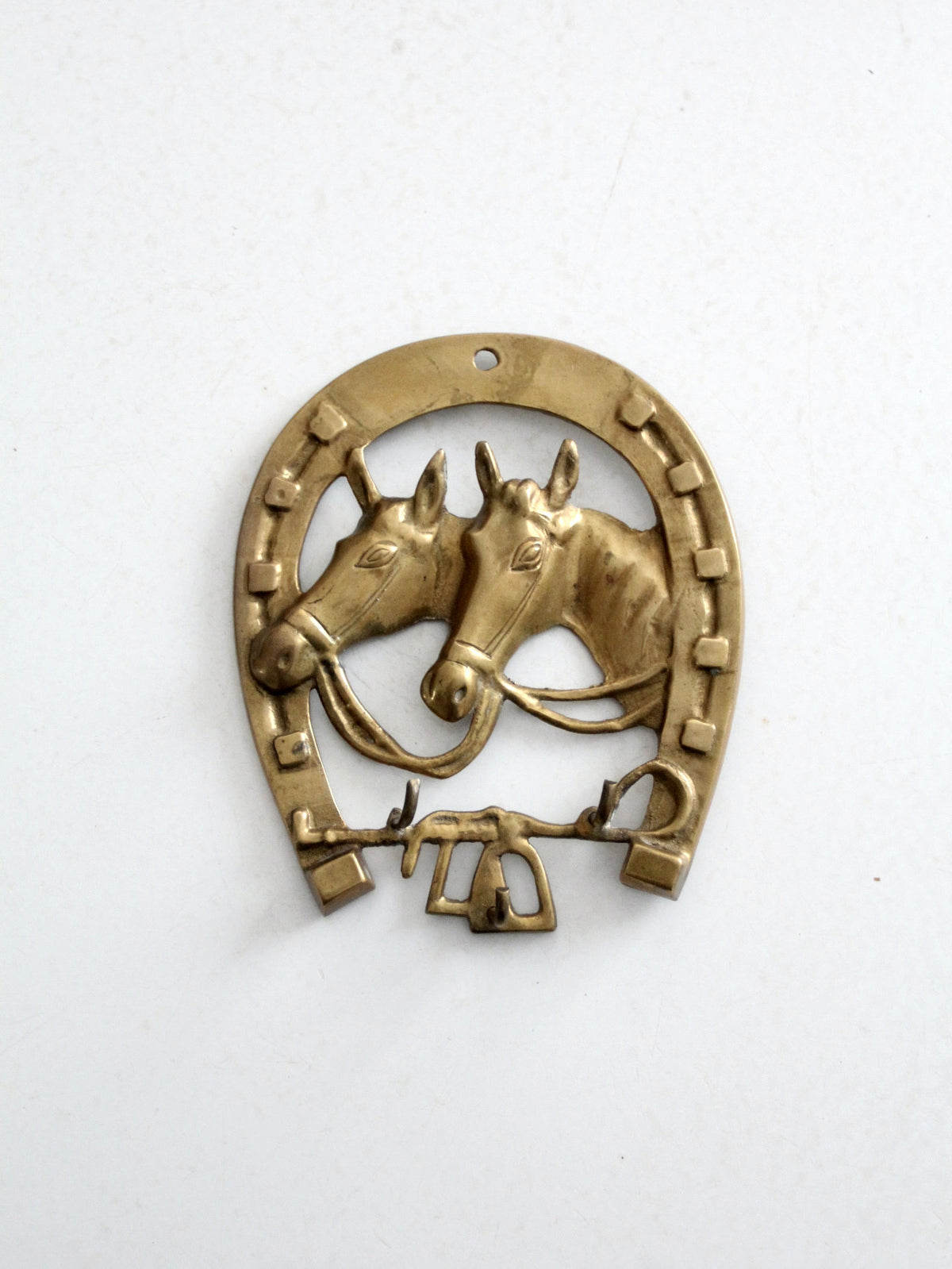 vintage brass horse wall hook rack
