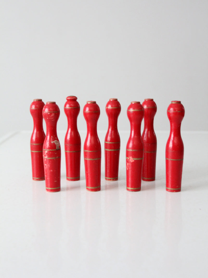 antique table top red skittles set 8