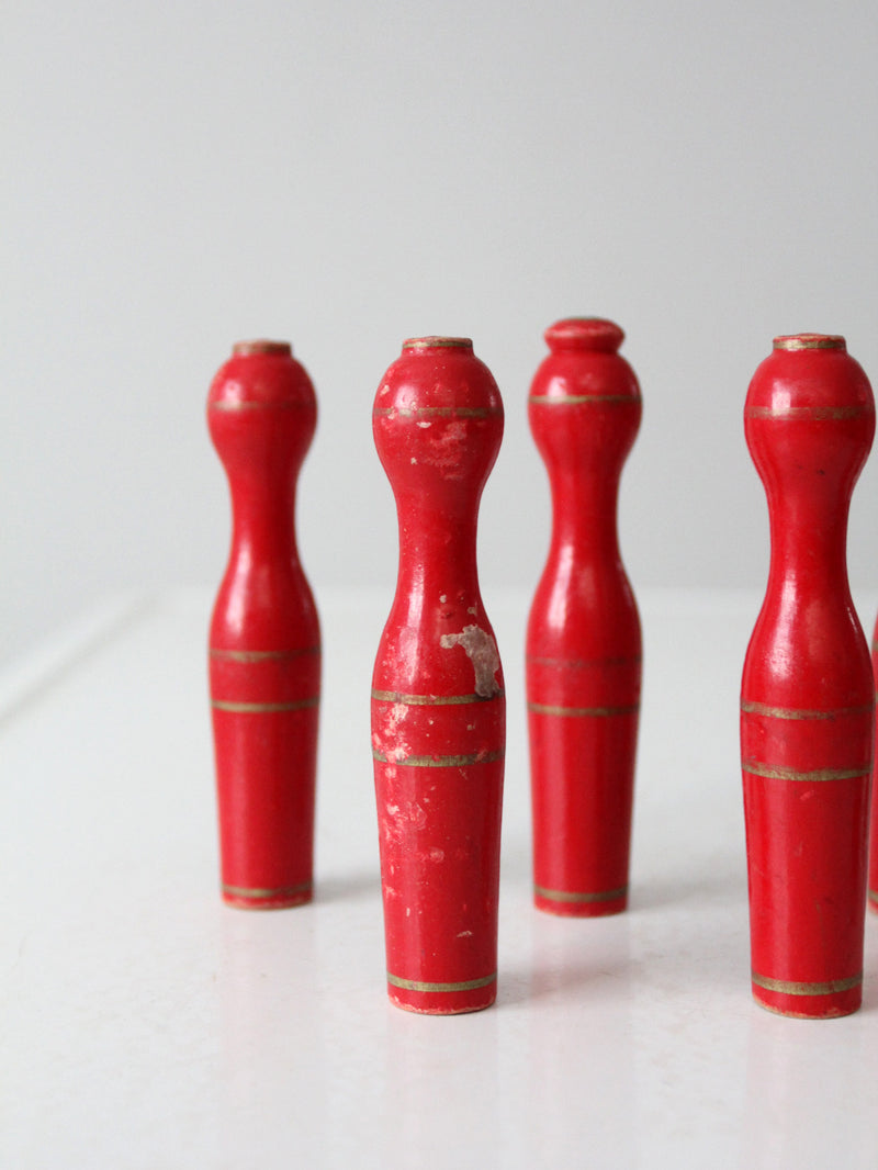 antique table top red skittles set 8