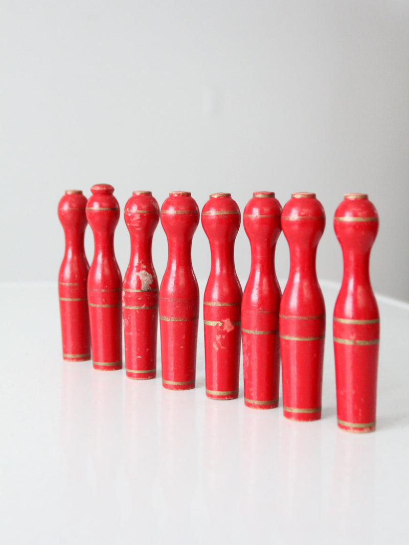 antique table top red skittles set 8