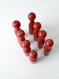 antique table top red skittles set 8