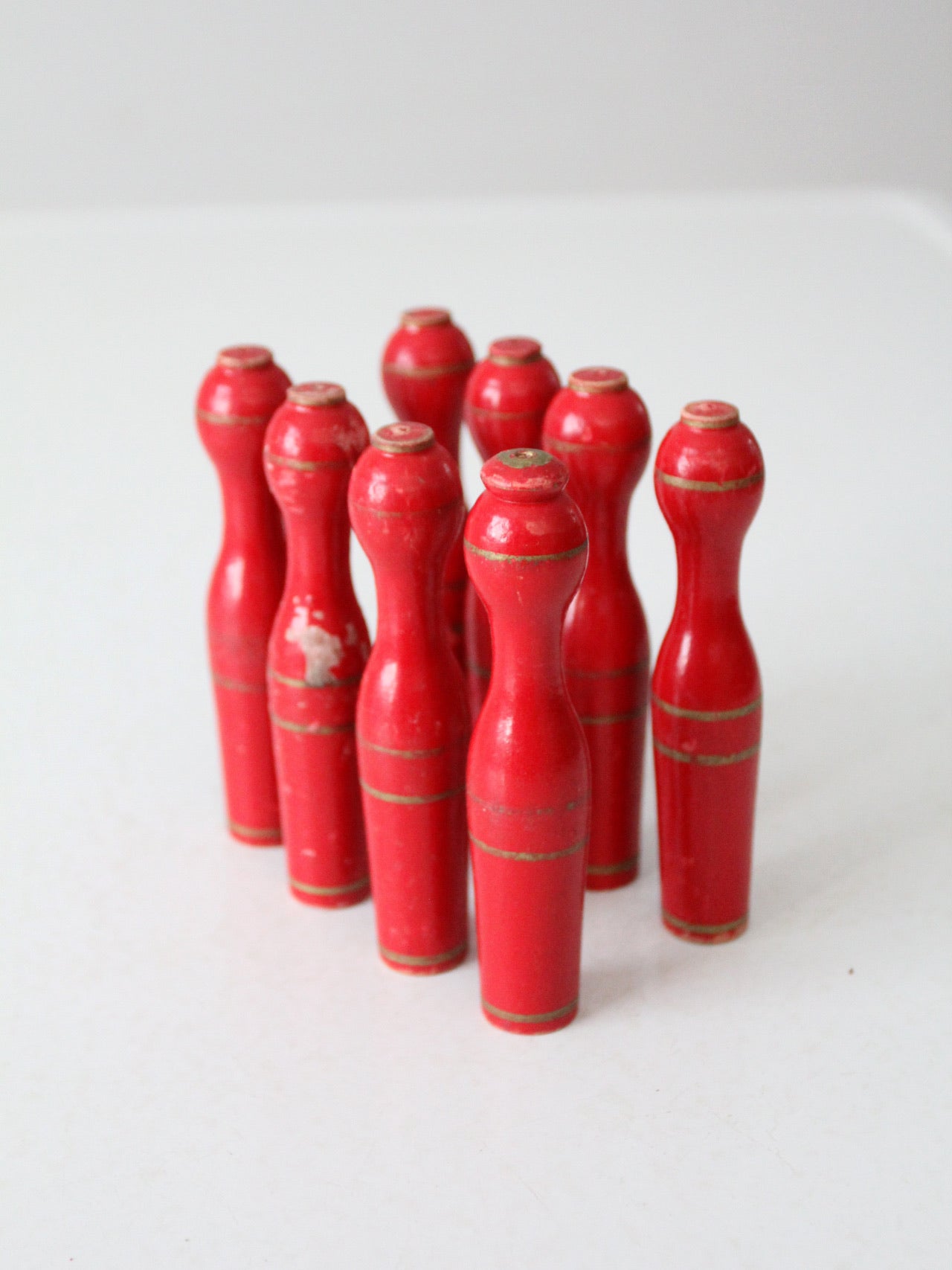 antique table top red skittles set 8