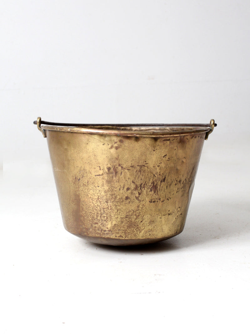 antique E. Miller brass hearth pot